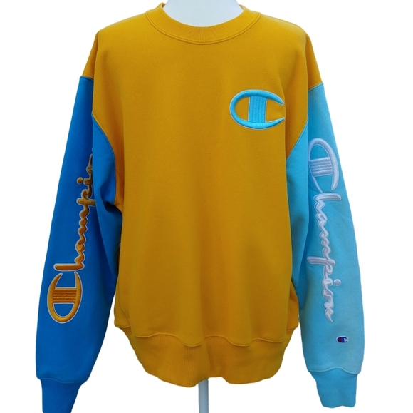 Champion Other - Champion Men's Embroidered Reverse Weave Crewneck in Mustard Teal size Large